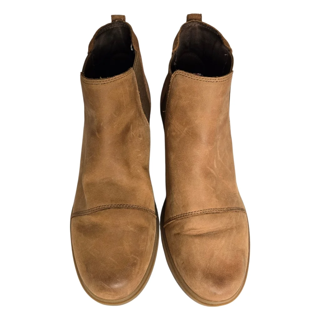SOREL Evie II Chelsea Wedge Ankle Booties Tan Leather Waterproof‎